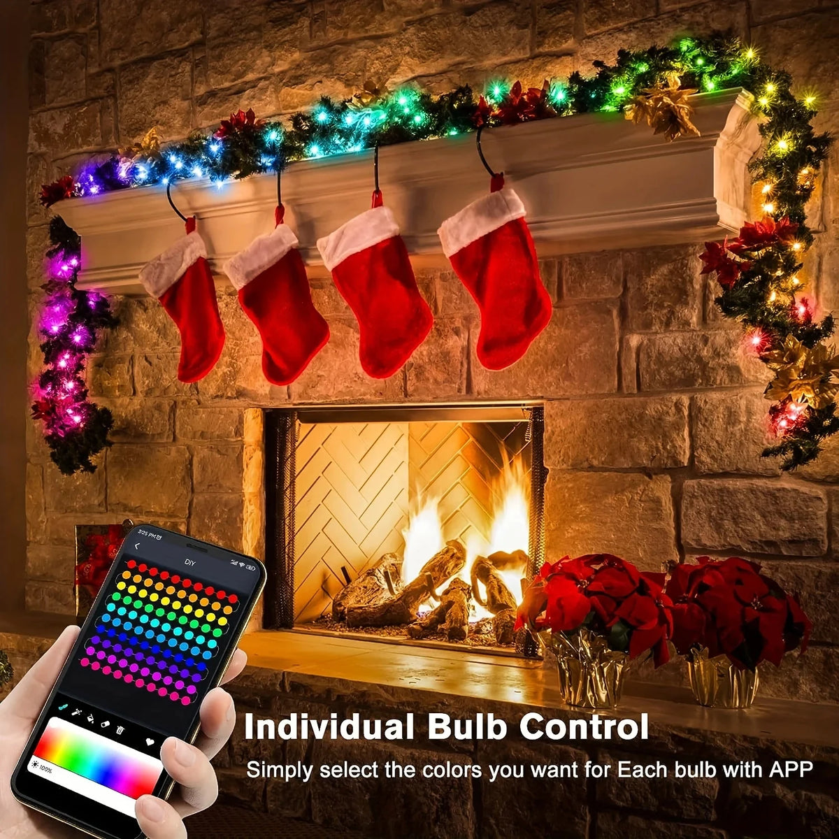 RGBIC WS2812B Smart LED Garland USB Bluetooth APP Control Music Sync Addressable Fairy Light Indoor Holiday Birthday Party Decor Vue