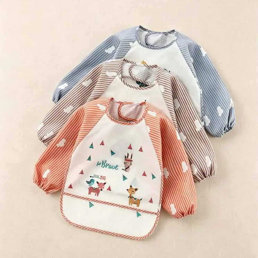 Boys Girls Burp Cloth Banana Bibs For1-3Year Baby Long Sleeve Scarf Waterproof Toddler Art Smock Feeding Bib Apron Pocket Infant Vue