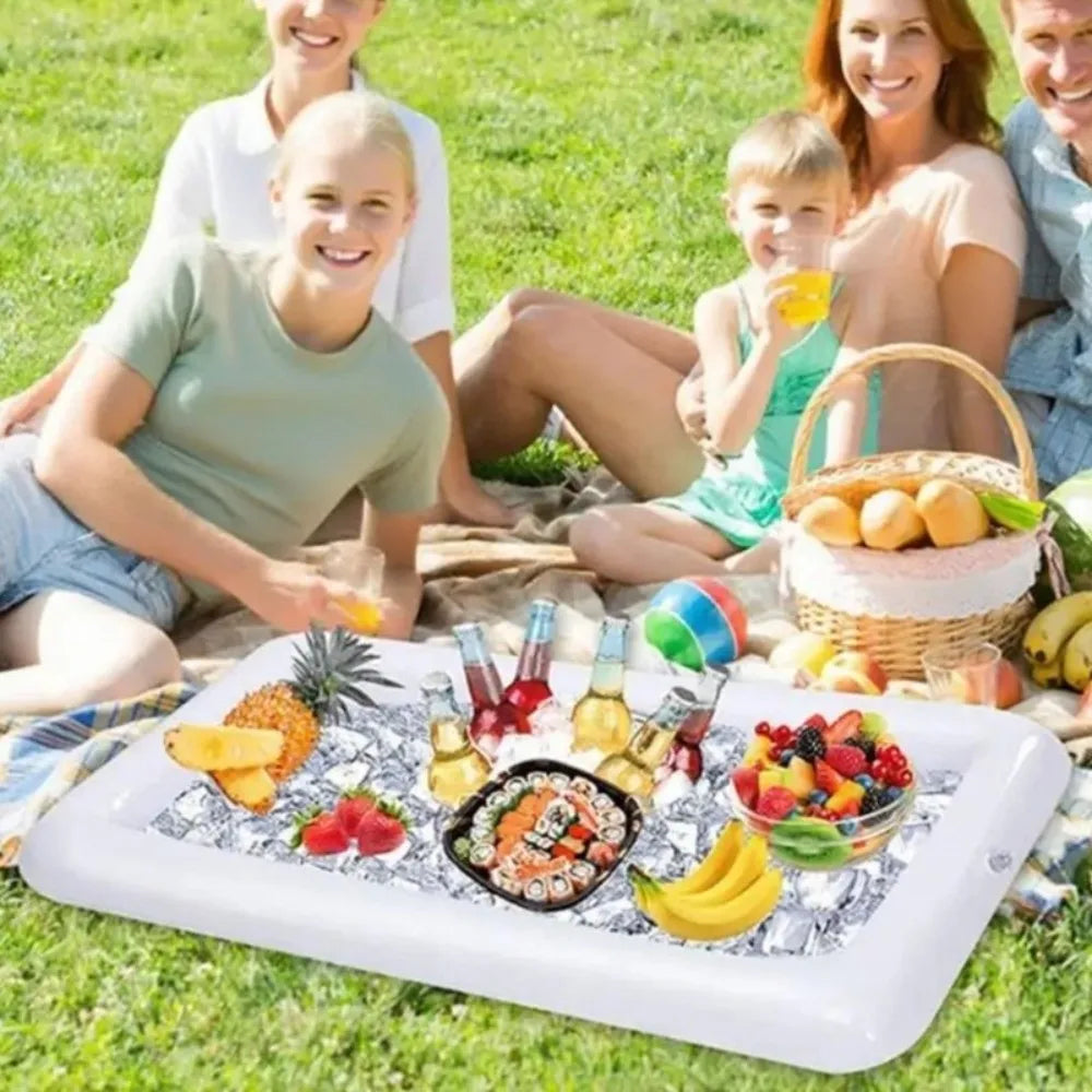 Funny PVC Inflatable Serving Bar Multi-functional Lightweight Pool Float Tray Portable Drink Tray Salad Tray Party Supplies Vue