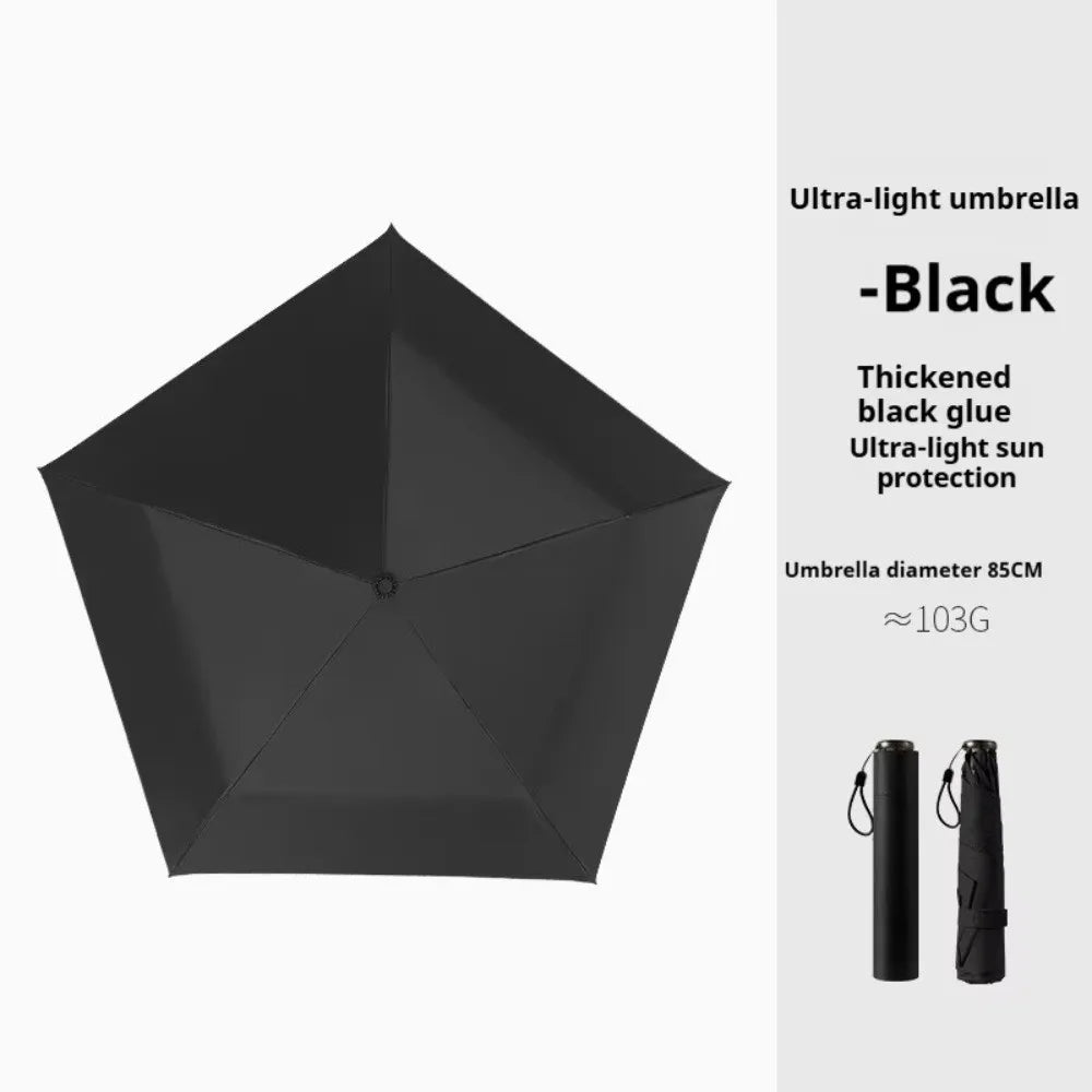 Foldable Manual Sun Umbrella Protection 6-Bone Frame Dual-purpose Vue Black 8K Iron