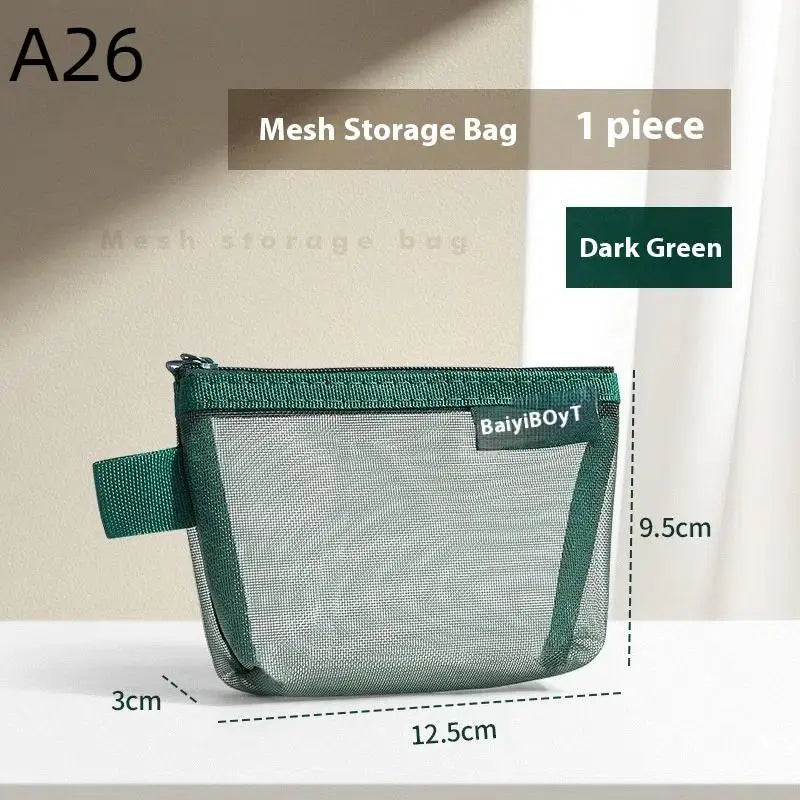 Mini Mesh Zipper Coin Purse – Portable Travel Storage Pouch