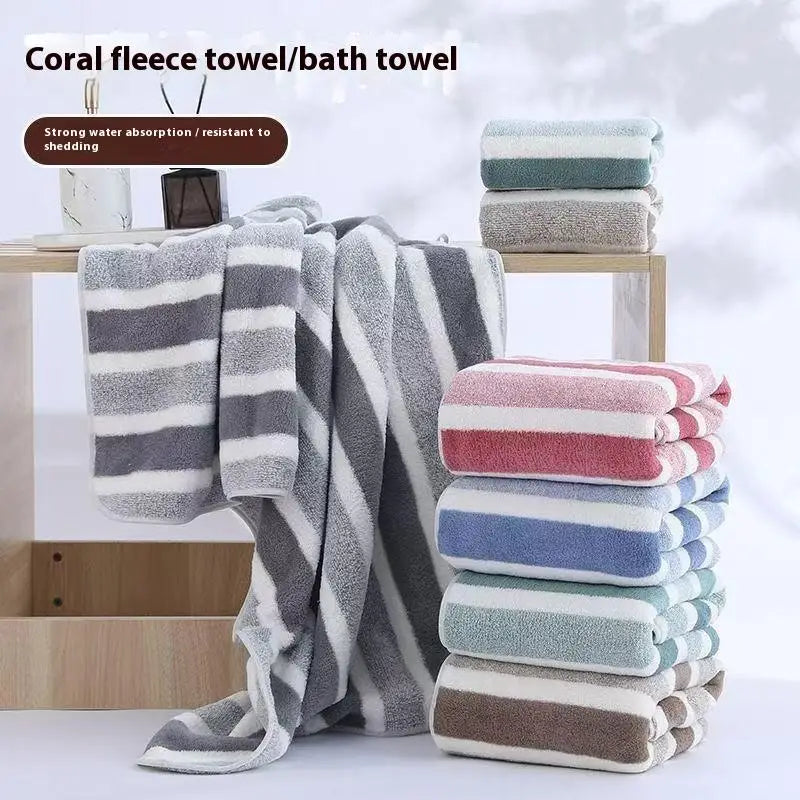 Coral Fleece Towels Thick Bath Towel Strong Water Absorption And Quick Drying Non Shedding Durable Suitable For Families Beaches Vue