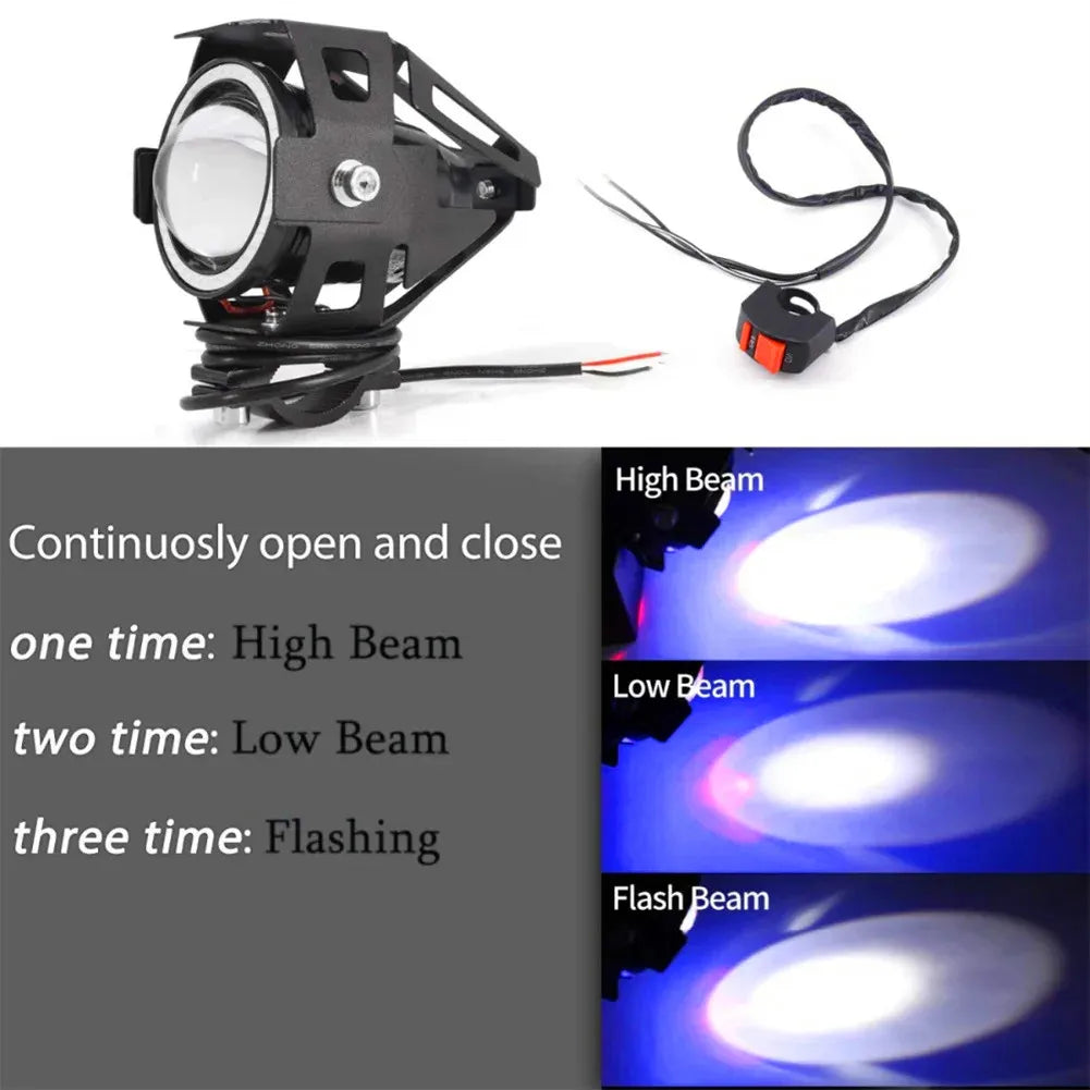 Motorcycle Headlight Fog Lights Super Bright Abgle Eyes Additional Spotlights Universal Moto Auxiliary U 7 Mini LED Driving Lamp Vue