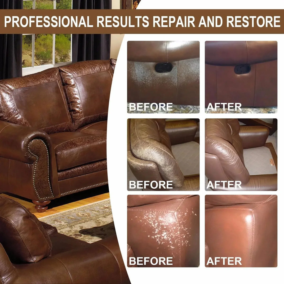 Leather Reconditioning Kit Complete Set for Bags Shoes Furniture Car Interior Repairing Cleaning Protecting Leather Products Vue
