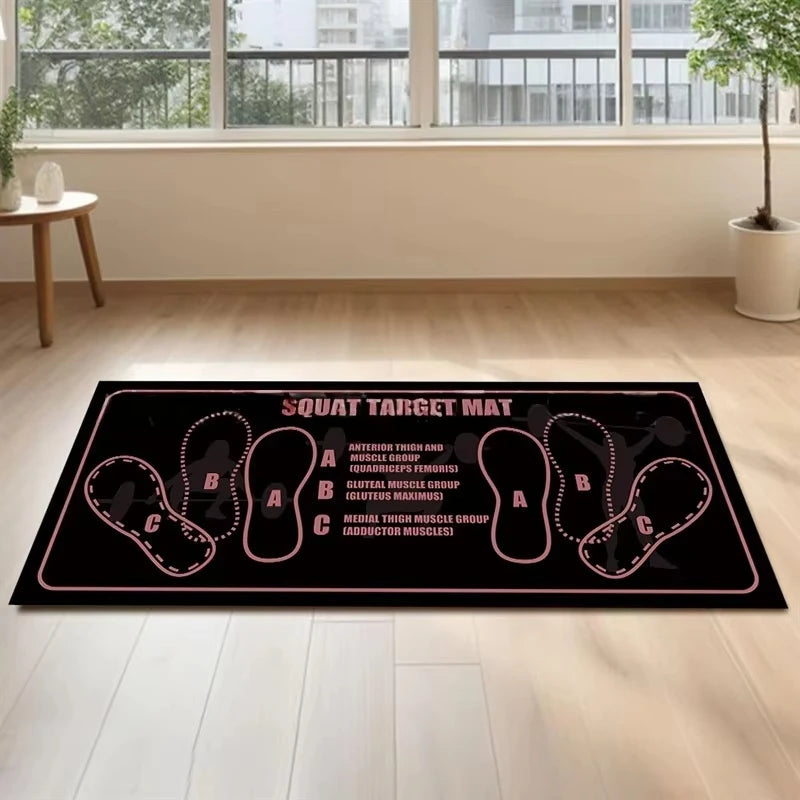 35x80cm Two-color Squat Mat Non-slip and Durable with Instructions Suitable for Home Gym Living Room and Bedroom Use Vue Pink