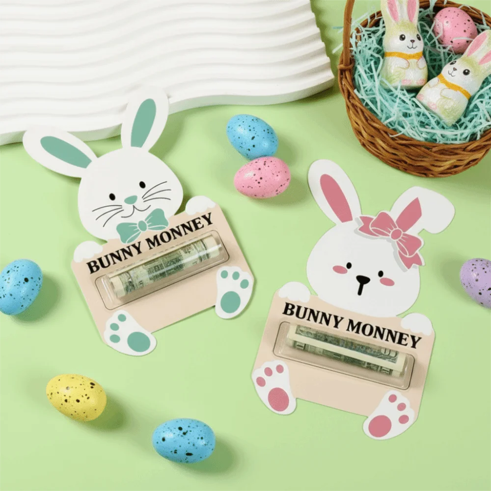 6PCS/SET Cute Cartoon Easter Cash Holder Funny Portable Bunny Banknote Card Decorative Gift Card Holder Holiday Party Vue