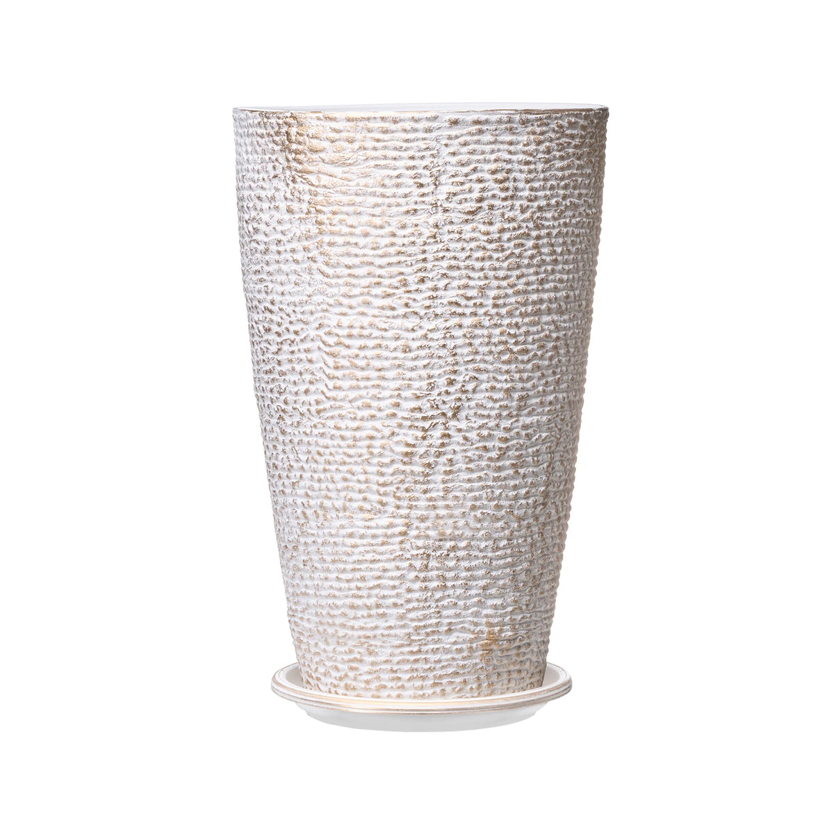 Set of 2 Tall Round Outdoor Planters 21" Stone Finish | SucceBuy Outdoor Planter Set Vue