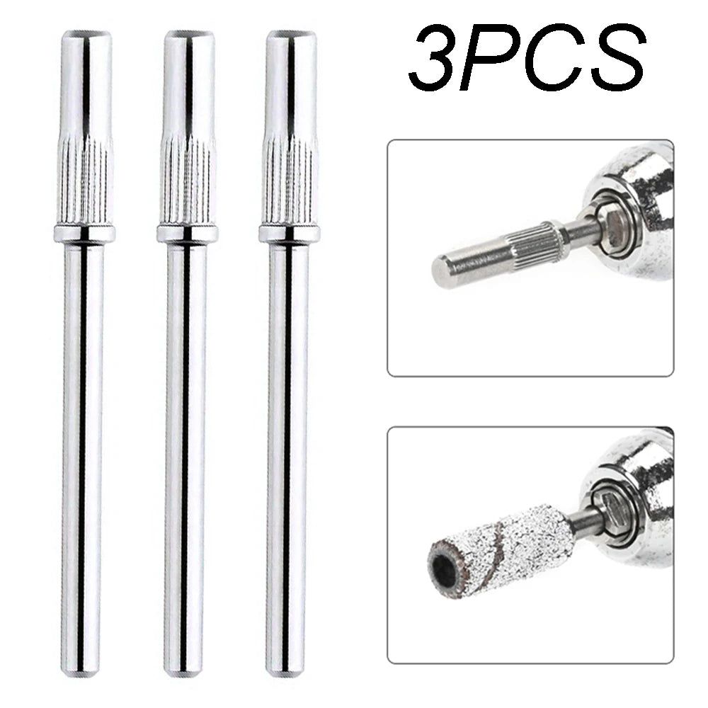 1PC 3MM Stainless Steel Mandrel Bit for Nails Manicure Sandpaper Ring Holder 3/32 Nail Drill Accessories Vue 3PCS