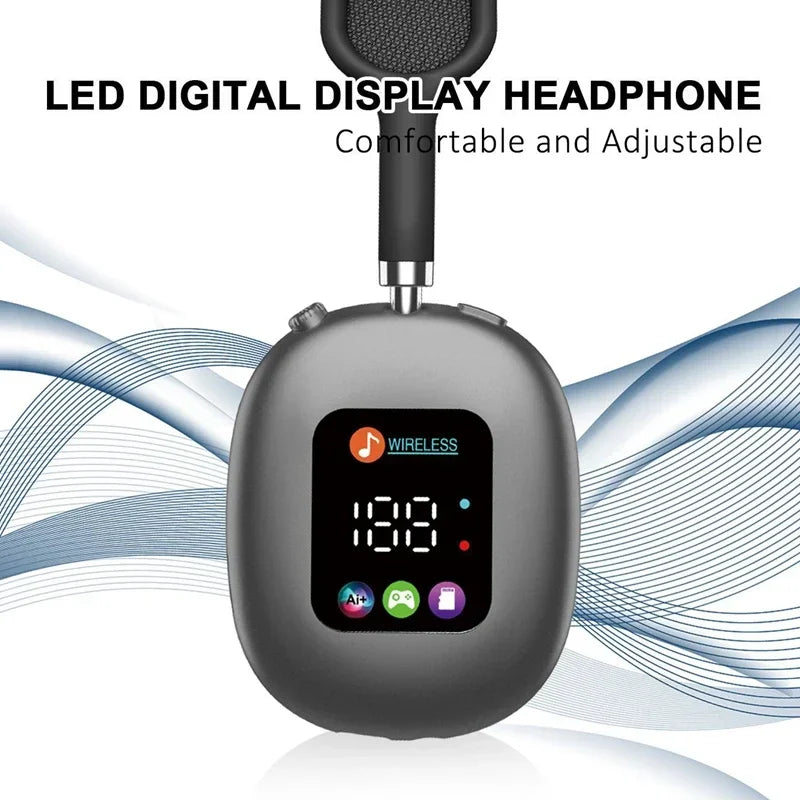 Wireless Headphone AKZ MAX600 Noise Cancelling Headphones Can Use Memory Card Hybrid With Touch Control LED Screen Vue