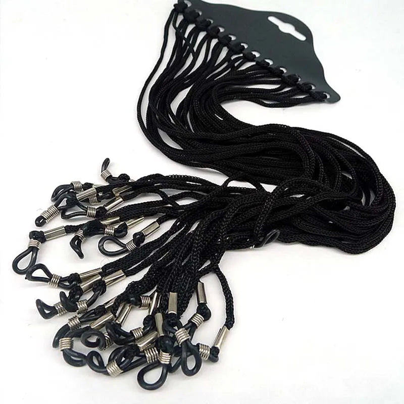 12PCS Black Nylon Cord Eyeglass Holder Sunglass Eyewear Glasses Neck String Strap Vue
