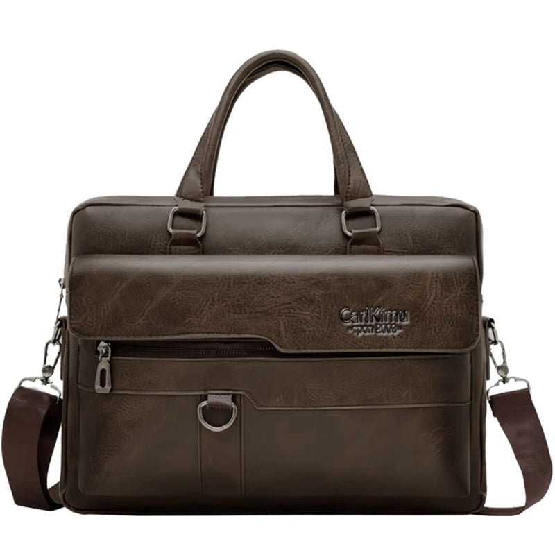 Adjustable Detachable Strap Vintage Leather Laptop Briefcase Multi Vue BJ790 --brown