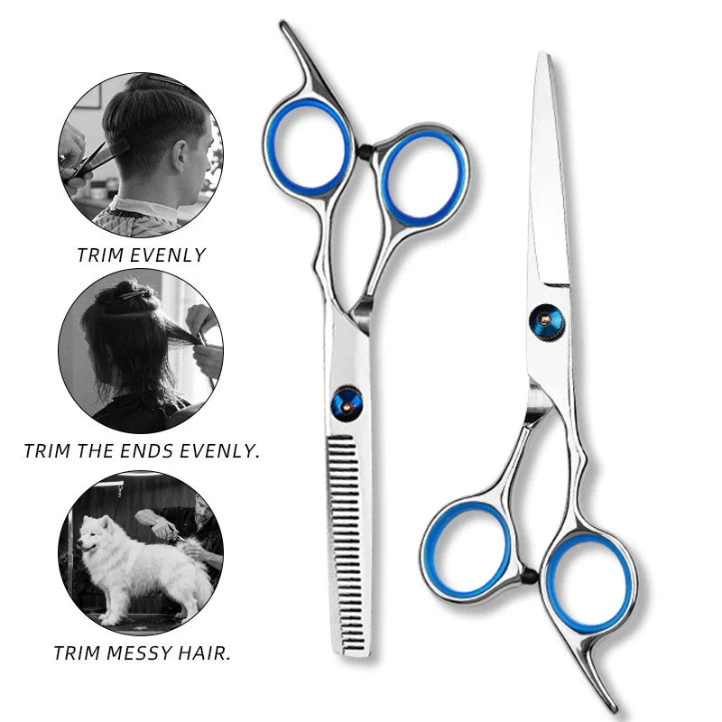 Hairdressing Scissors Stainless Hair Scissors Salon Cutting Scissors Barber Shop Thinning Shears Comb Razor Vue