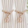 1 Pair Fashion Adjustable Curtain Tie Straps with Ball Pendant Simple Curtain Binding Straps Decorative Curtain Fixer Office Vue Beige