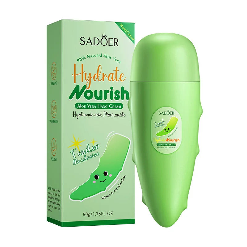 Aloe Vera Moisturizing Hand Cream, Suitable for Dry and Rough Skin, Deeply Moisturizes and Nourishes Chapped and Rough Hands, Leaving Skin Soft and Smooth | Portable Travel Bag, Suitable for Both Men and Women. Daily Skin C Vue