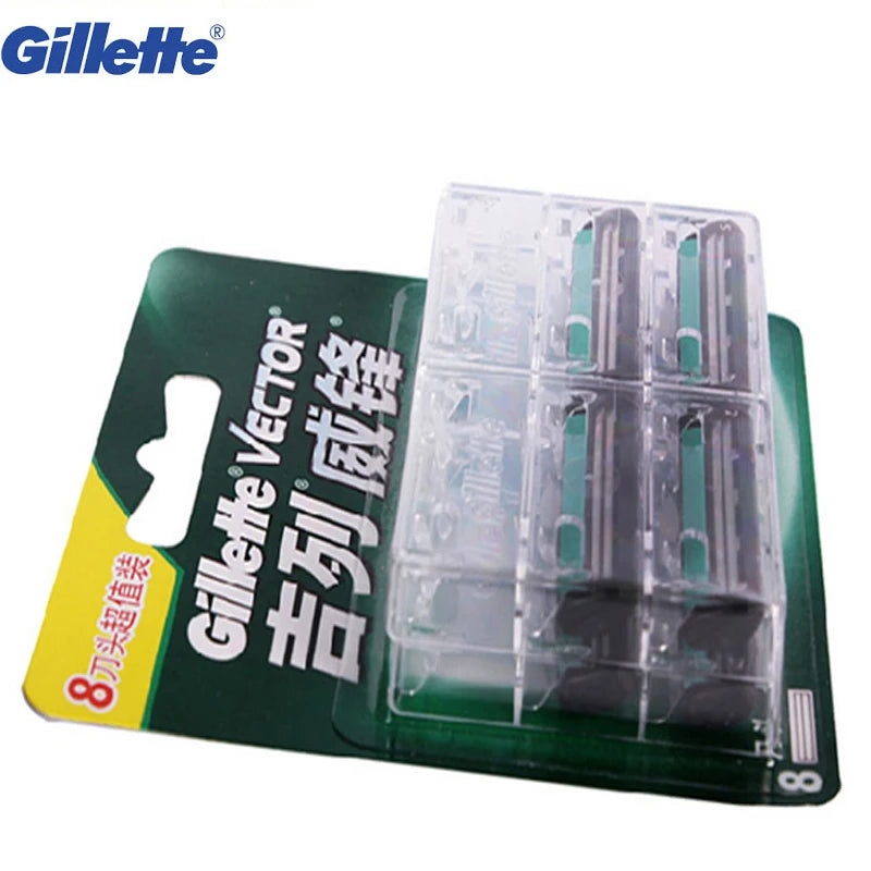 Gillette Vector Shaving Blades for Men Manual Safety Beard Shaver Hair Removal Double Layer Head Razor Blade Cassettes 8-24PCS Vue