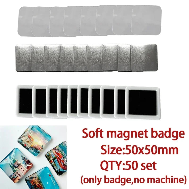 Square Button Badge Maker Machine 50x50mm DIY Pin & Magnet Kit Badge Maker Machine Vue Soft magnet badge