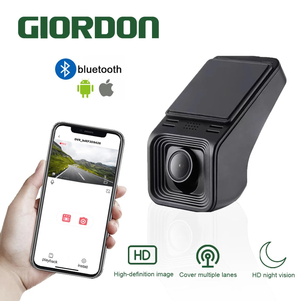 Dash Cam for Cars Bluetooth App Car Camera HD 170° Wide Angle 1080P Video Recorder Front Camera for Vue 64G