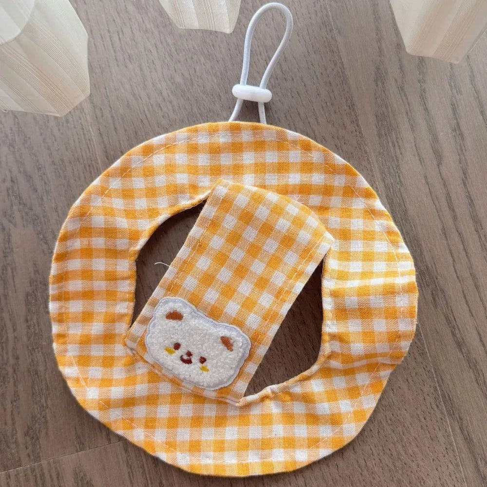Cartoon Pattern Dog Fisherman Hat Breathable Plaid Print Cat Sunscreen Hat Adjustable with Ears Hole Dog Visor Hats Outdoor Vue Yellow