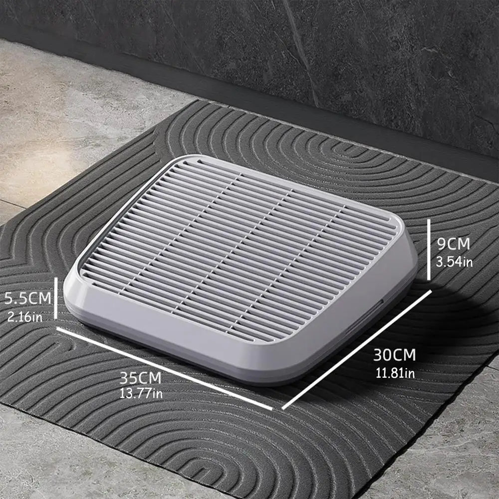 35x31cm Function Litter Box Step Cat Litter Catcher Mat Ramp Double Layer Elevated Tray w/ Filter Non-Slip Trapper Easy Cleaning Vue A