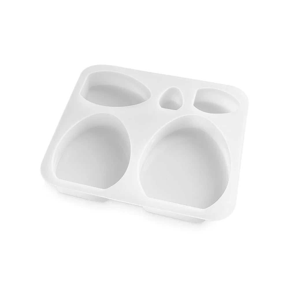 Gypsum Mold 5 Cavity Easter Silicone Mold Non-Stick Heat Resistant 5-in-1 Egg Mold DIY Crafts Flexible Soap Mold Soap Making Vue White