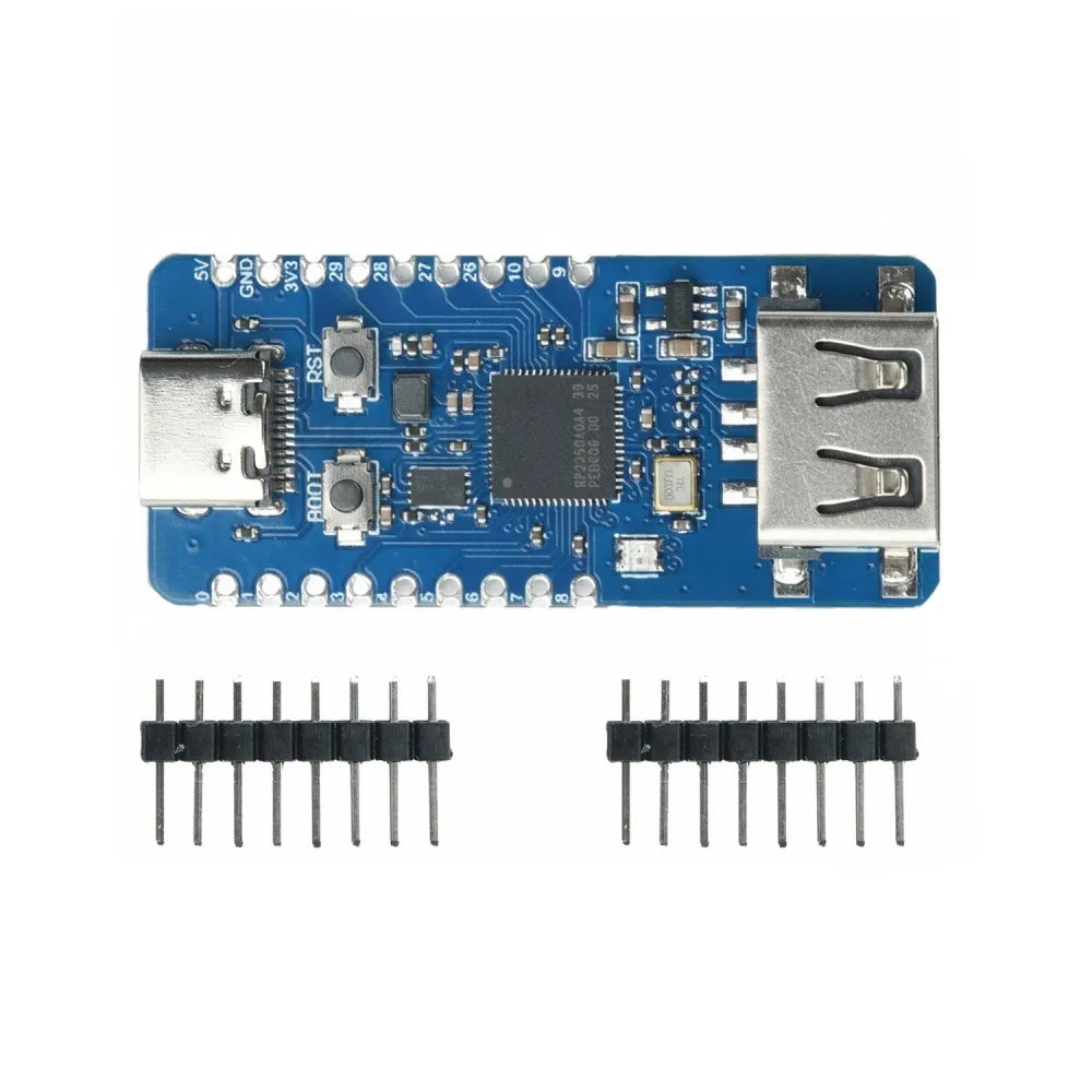RP2350A MCU Board Type-C Powered USB-A Expansion W25Q16 Flash BOOT Reset Buttons Compact Half-hole Embedded Controller Module Vue