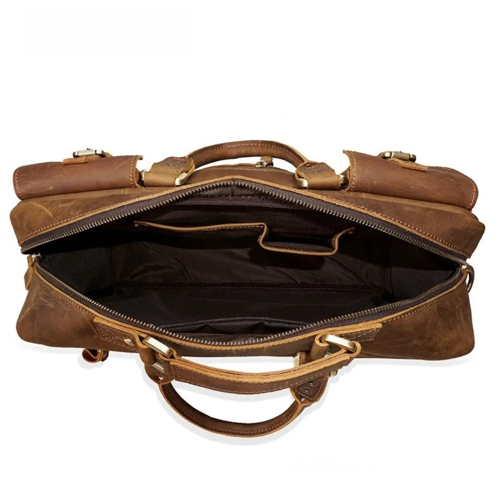 Leather Tote Bag Men's Cowhide Men's Bag Large-capacity Travel Bag Men's Handbag Commuting 15-inch Computer Bag Vue