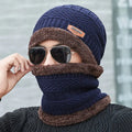 Warm Plush Winter Hat for Women Thick Hood Ear Protection Scarf and Mask Integrated Design Windproof for Riding Outdoor Travel Vue Navy Blue