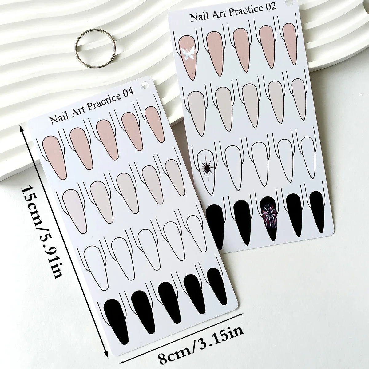 Nail Art Practice Card PVC 10 Waterproof Beginner Nail Training and Learning Practice Card Vue
