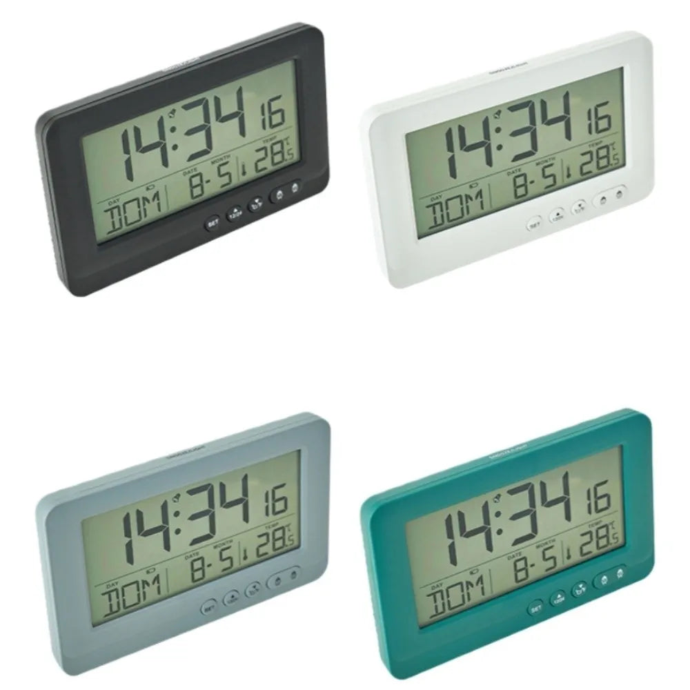 Time/Date/Week/Temperature Electronic Alarm Clock LCD Display Soft Lighting Digital Alarm Clock Plastic 12/24 Hours Vue