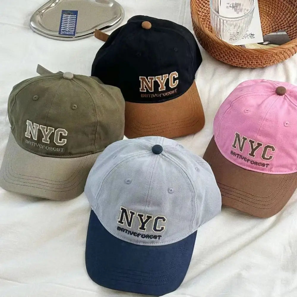Cotton Sports Baseball Cap Letters Adjustable Vintage Duck Tongue Cap Patchwork Color Soft Outdoor Letters Baseball Hat Vue