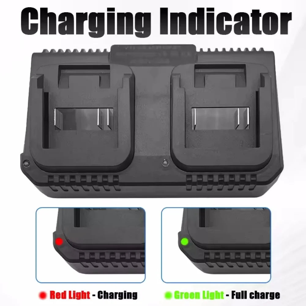 Dual Slot Charger 18V 21V Li-ion Battery Charger for Makita BL1415 BL1815 BL1830 BL1850 Electric Drill Power Tools EU US Plug Vue