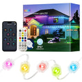 RGB LED Eaves Lights, Permanent Waterproof Outdoor Lights with Remote Control for Roofline Holiday Decor Vue 15m 30LED 100V-127V US Plug