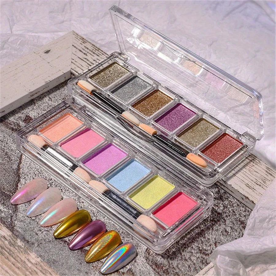 1pc Chrome Nail Powder Nail Art Powder Nail Glitter Mirror Effect Nail Powder Metal Powder for DIY Nail Art Decorations 6 Colors Vue