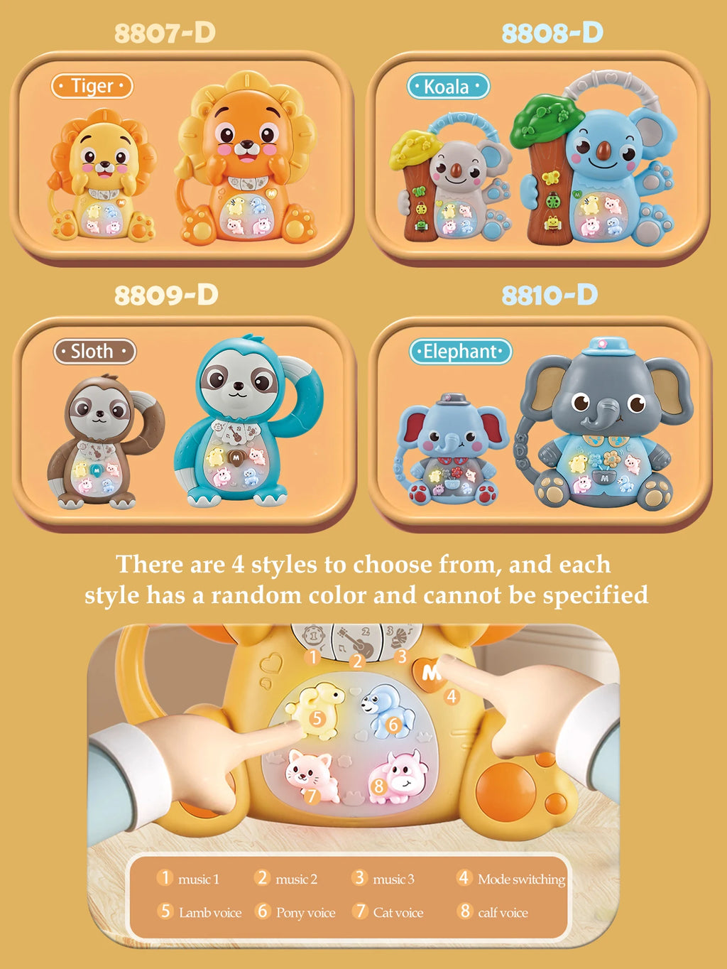 Cartoon Animal Electronic Keyboard, Lighting Music Piano Multi-mode Sound Effect Switching, Puzzle Early Education Toys for 3+ Vue