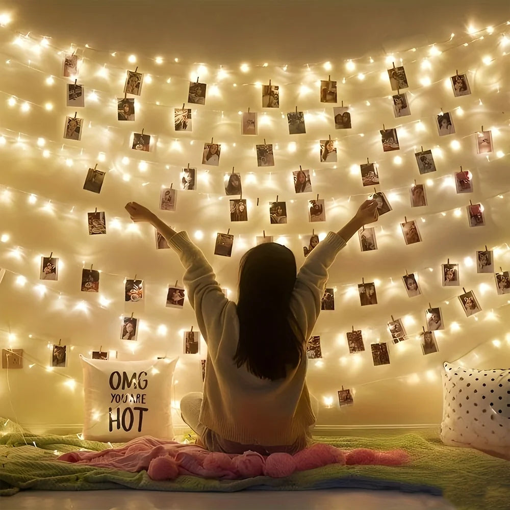 1PC 1.5M/3M Battery Powered Photo Clip Indoor Light String, Used for Commemorative Days, Festivals, Picture Display, Party Vue