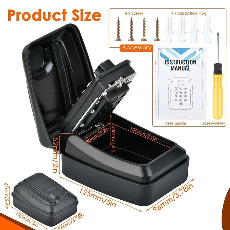 Password Combination Key Lock Box Storage Key Wall Mounted Outdoor Waterproof 12 Digit Security Key Safe Secret Organizer Box Vue