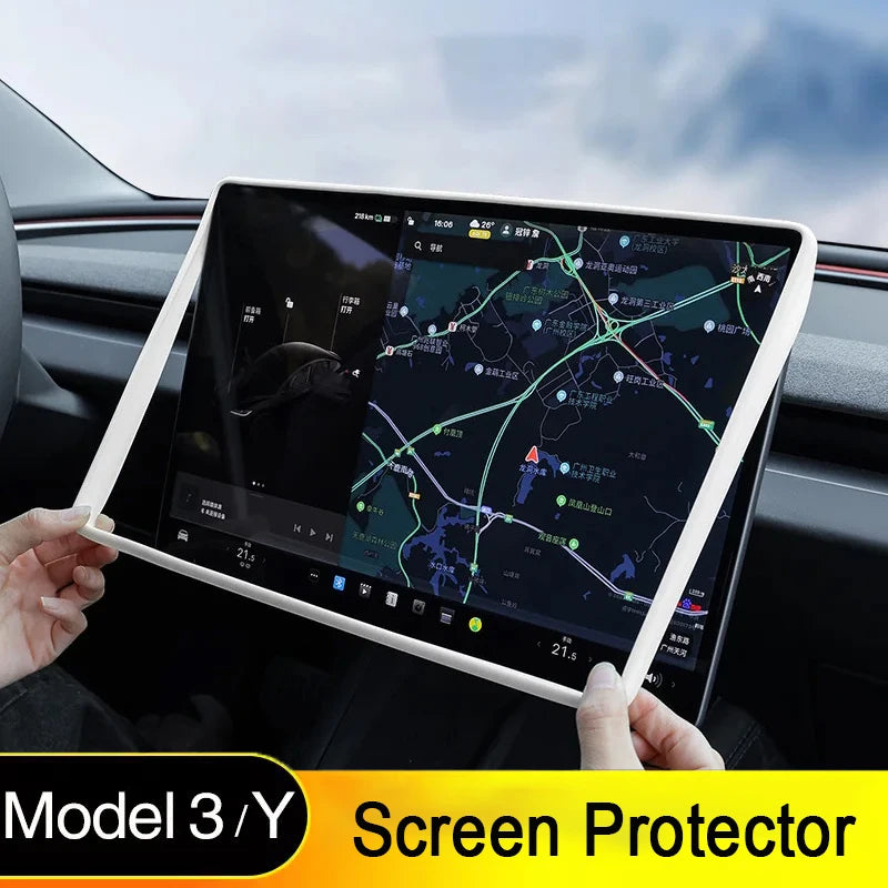 For Tesla Model 3 Y Silicone Protective Frame Edge Cover Central Control Accessories Navigation Screen Protector Interior Trim Vue