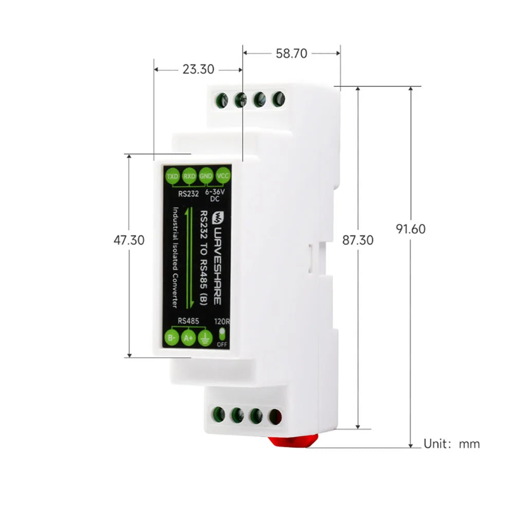 RS232 to RS485 Serial Communication Converter Module RS232 To RS485 Guide Rail Active Digital Isolation Industria Communication Vue