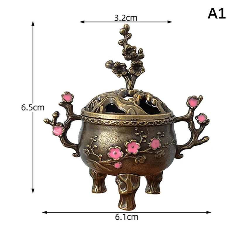 Mini Plum Blossom Lucky Incense Burner Metal Lotus Incense Burner Bowl Incense Holder With Handle Yoga Meditation Home Decor Vue A1