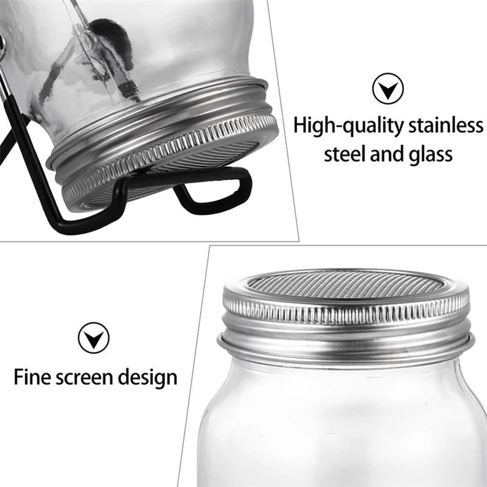 ABKW-Sprouting Seeds Germination Cover Kit Germinating Mason Jar Set With Bracket Filter Cover Sprouting Jar Vue