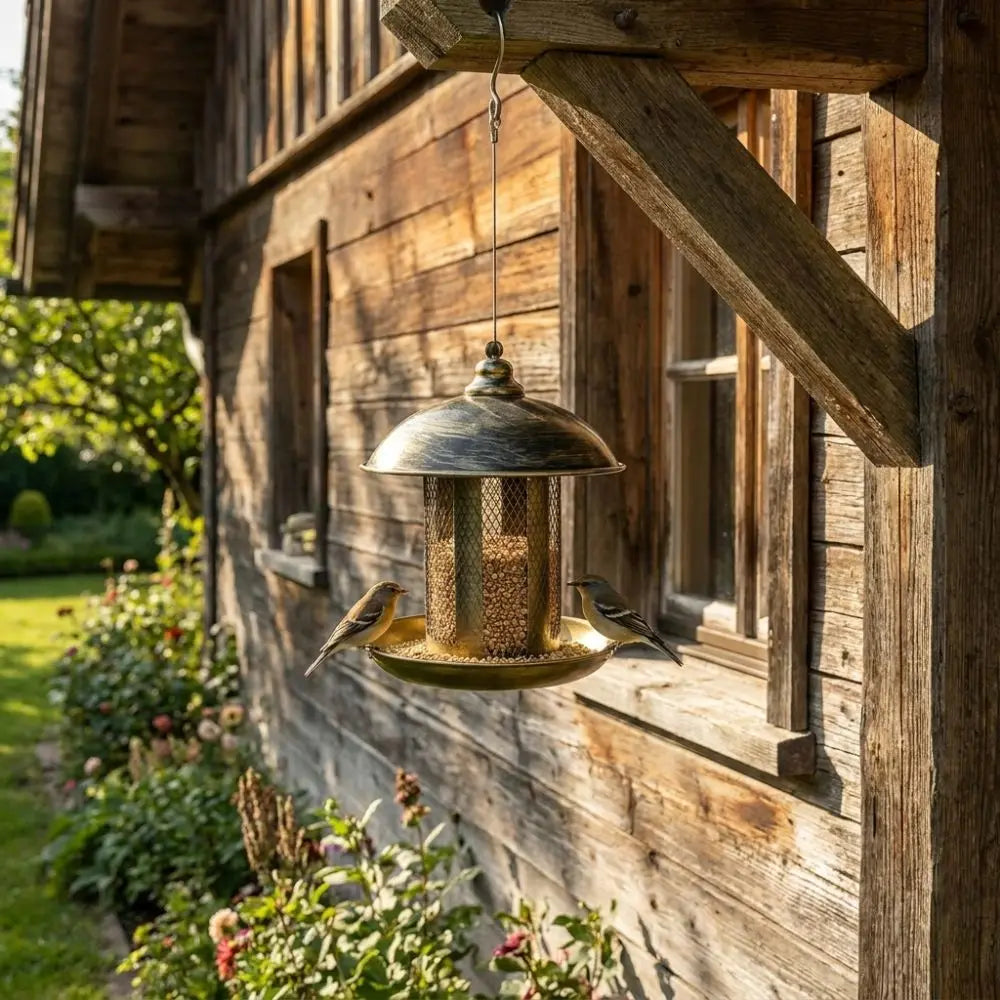 Large Capacity Dome Top Bird Feeder Squirrel Proof Weatherproof Bird Food Dispenser Hook Hanger Removable Bird Feeding Station Vue