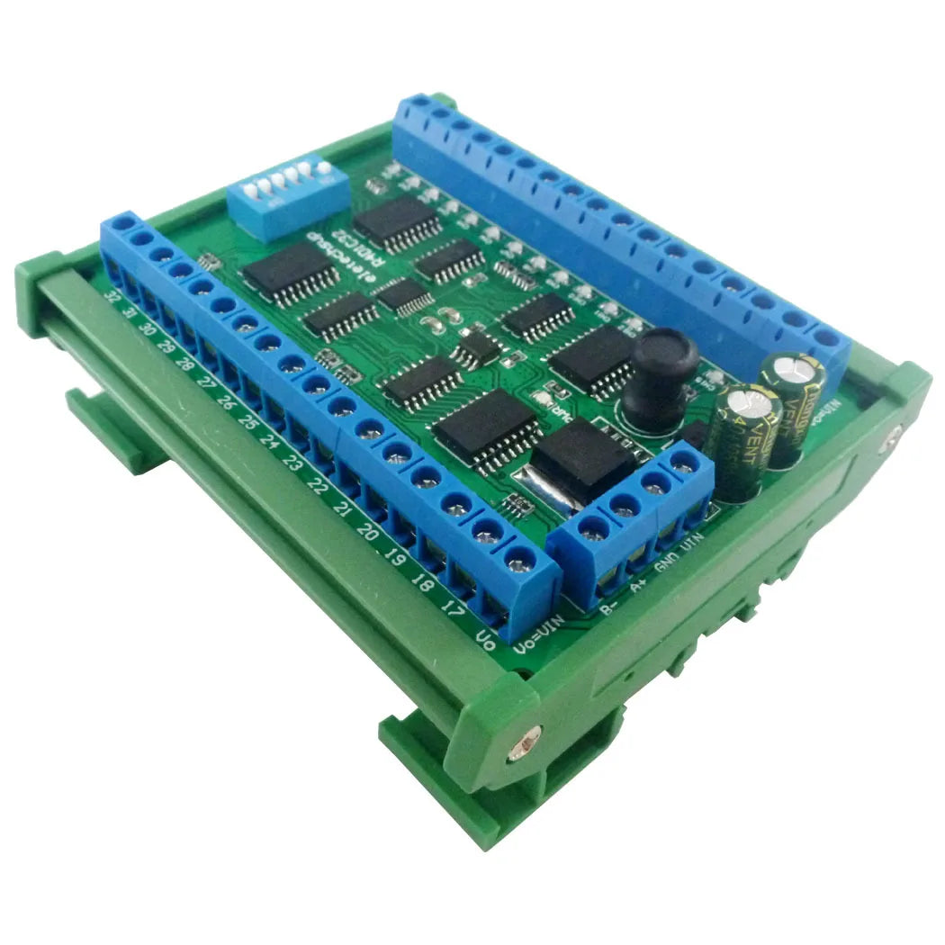 DC 12V 32Ch DIN35 Guide Rail Box RS485 Controller Modbus RTU ULN2803A Darlington Transistor Controller PLC IO Expansion Board Vue