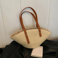 Women Braided Basket Top-handle Bag Large Capacity Straw Portable