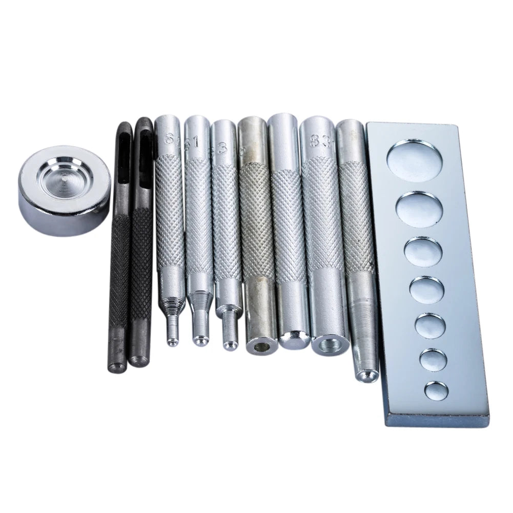 11-Piece Leather Die Punch & Snap Rivet Tool Kit | DIY Craft Leather Rivet Tool Kit Vue