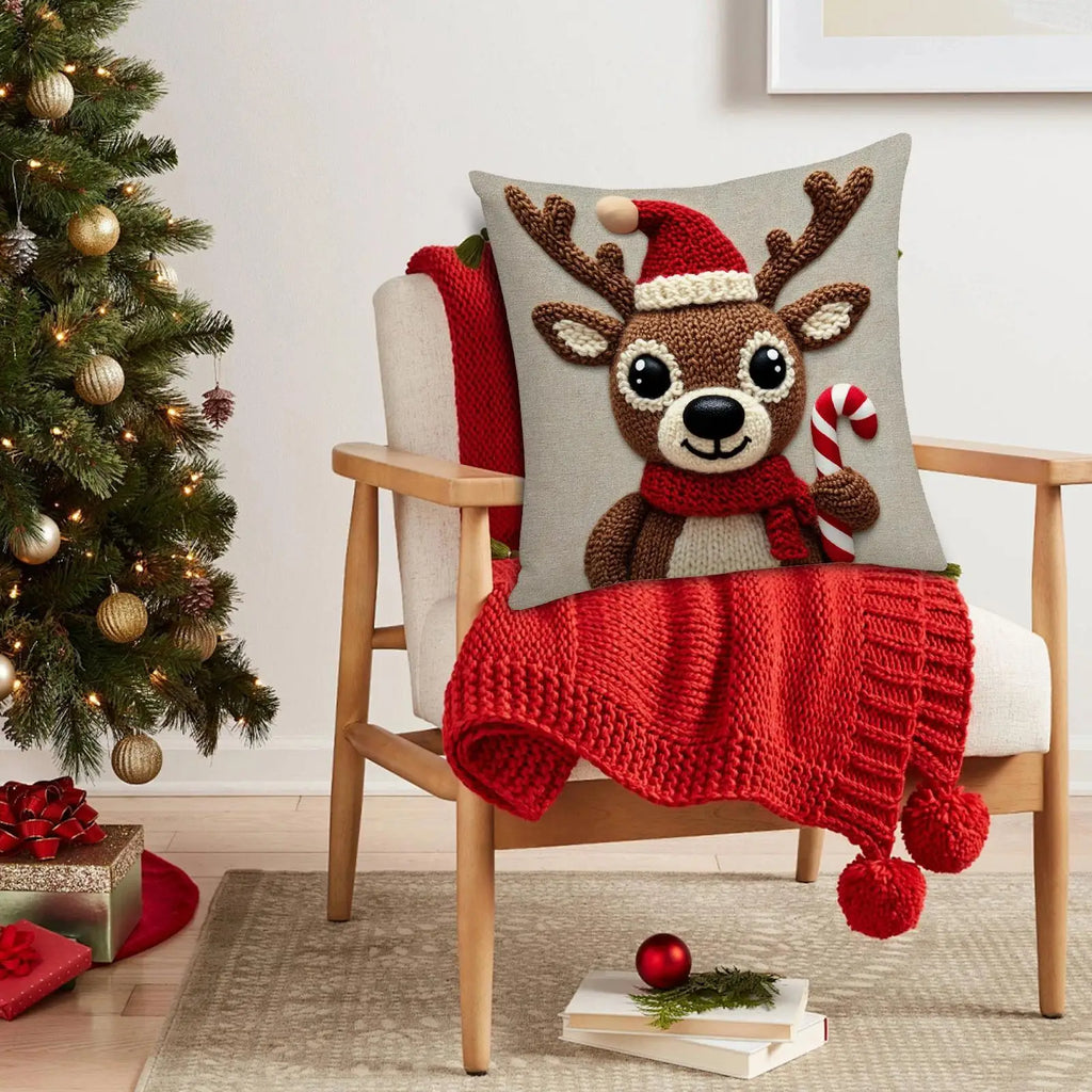 Deer Pillow Covers Soft Linen Elk Pillowcase 18x18in Christmas Deer Pillow Covers for Home Living Room Sofa Indoor Outdoor Vue