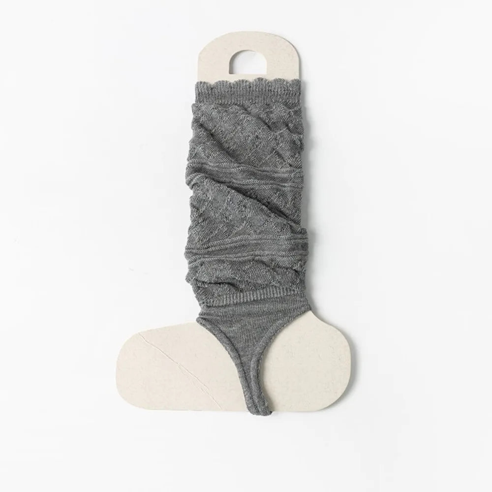1 Pair Thin Knit Stirrup Slouch Socks Hollow Pattern Breathable Feel Vue Dark Grey 35-39