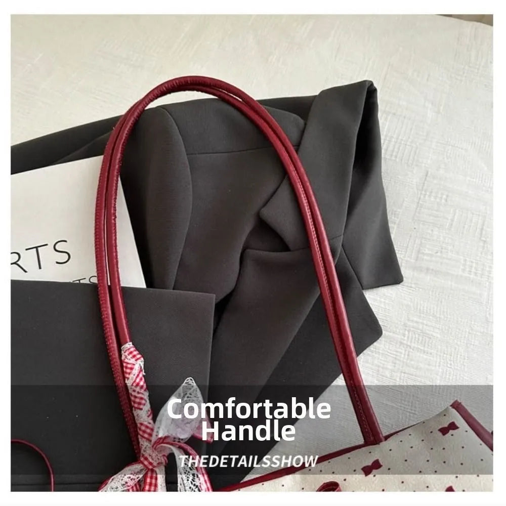 Elegant Korean Bow Decoration Women's Handbag Niche PU Material