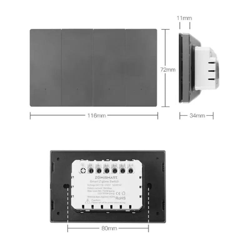 ABKW-Tuya Zigbee Smart Dual Switch Wall Light System, Compatible With Smartthings Homekit - 2 Gang Control Vue