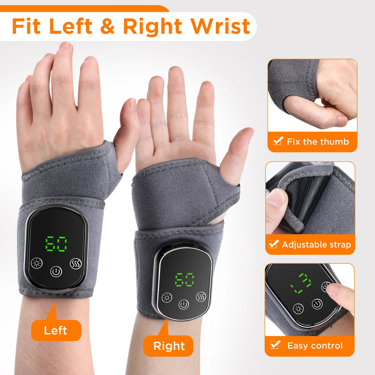 Cordless Heated Wrist & Ankle Massager | 5 Heat 3 Vibration Heated Massager Wrap Vue