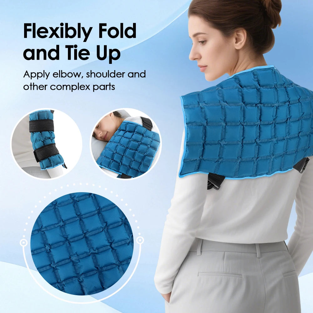 Reusable Hot Cold Wrap for Back Shoulder Knee Leg - Self-Absorbing Ice Pack Microwave Heating Pad with 2 Straps Vue